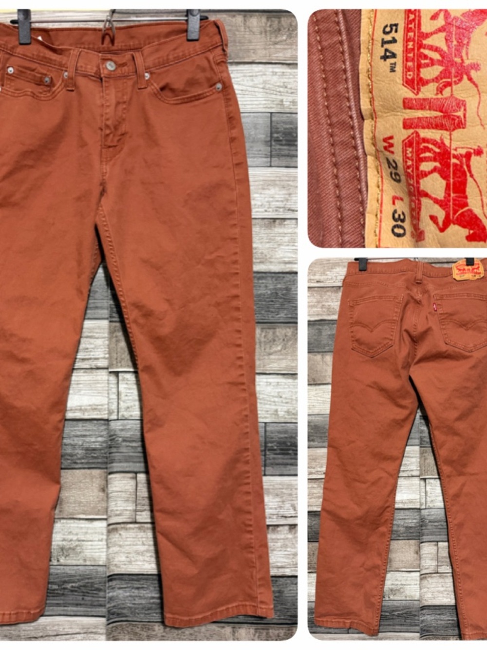 Levi’s 514 Straight Twill Pants Men’s 29x30 Burnt Orange Stretch